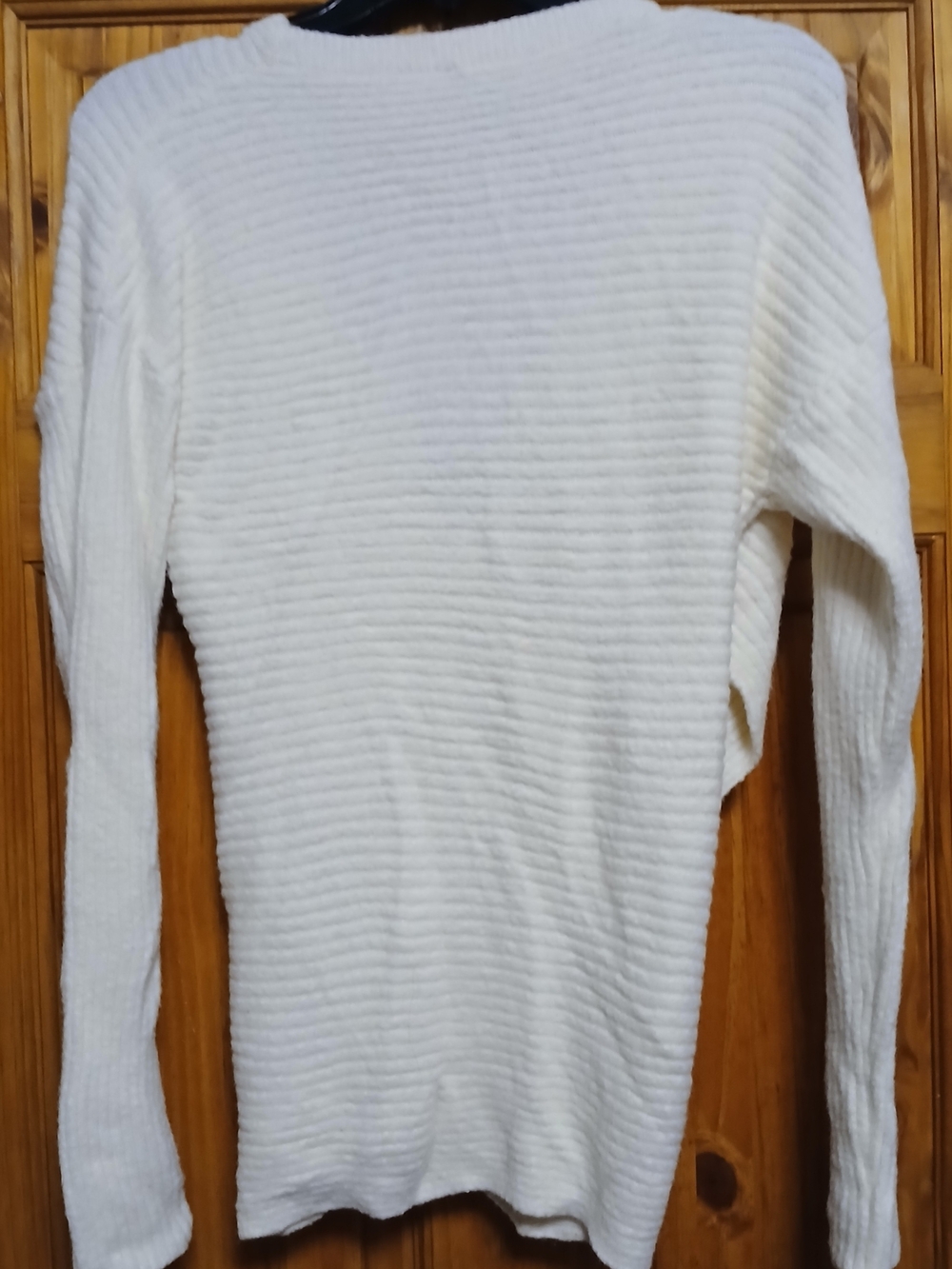Express Ivory Ribbed Wrap-Front Sweater - Picture 4 of 4